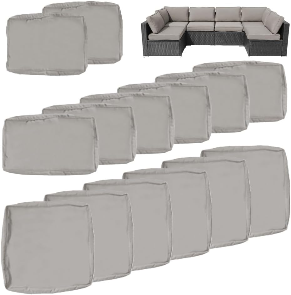 14Pcs Zipper Washable Patio Sofa Cushion Covers