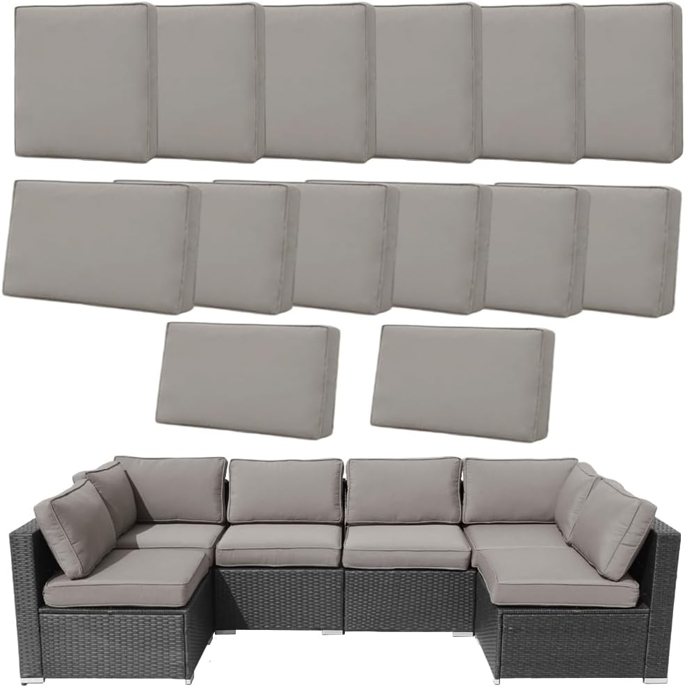 14Pcs Zipper Washable Patio Sofa Cushion Covers
