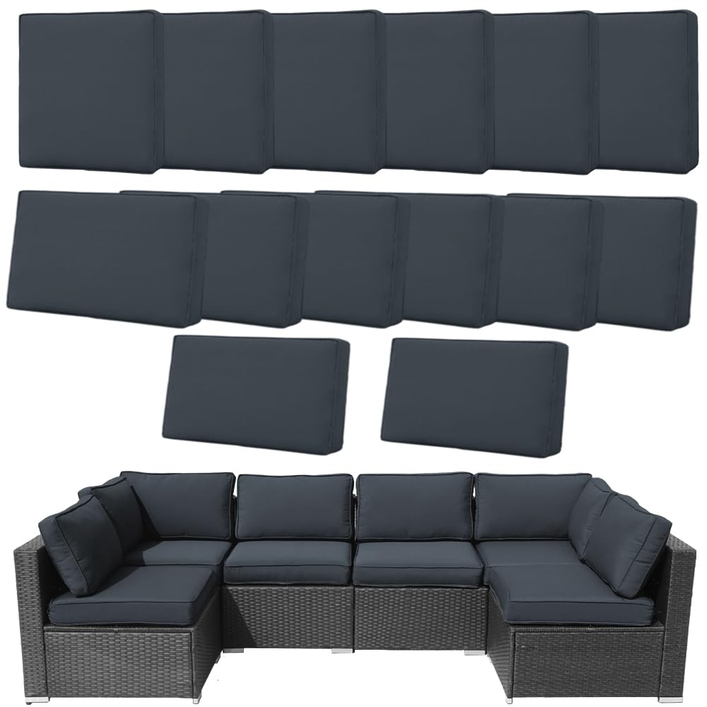 14Pcs Zipper Washable Patio Sofa Cushion Covers