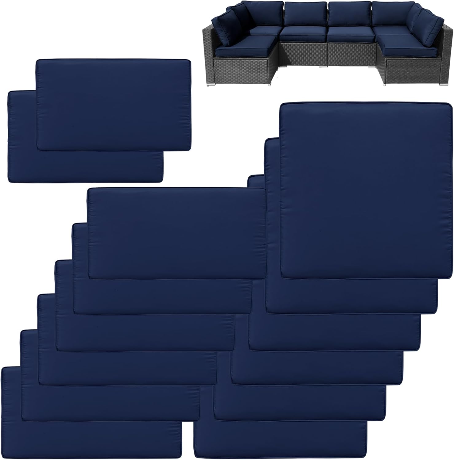 14Pcs Waterproof Zipper Patio Cushion Covers