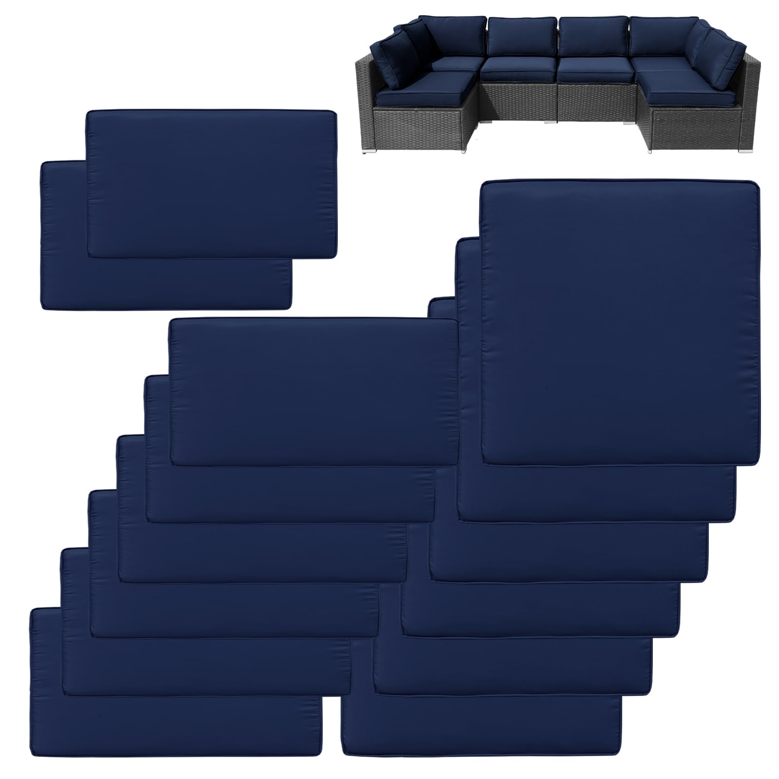 14Pcs Waterproof Zipper Patio Cushion Covers