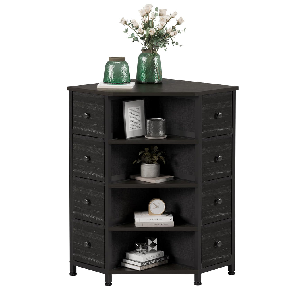 8 Drawers Retro Fabric Corner Dresser
