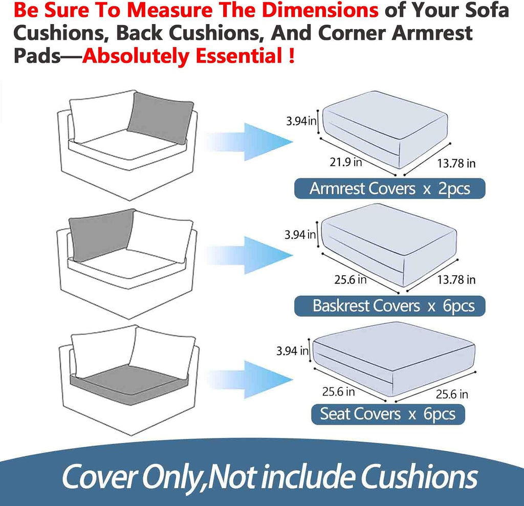 14Pcs Waterproof Zipper Patio Cushion Covers