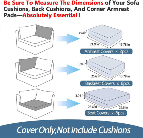 14Pcs Waterproof Zipper Patio Cushion Covers