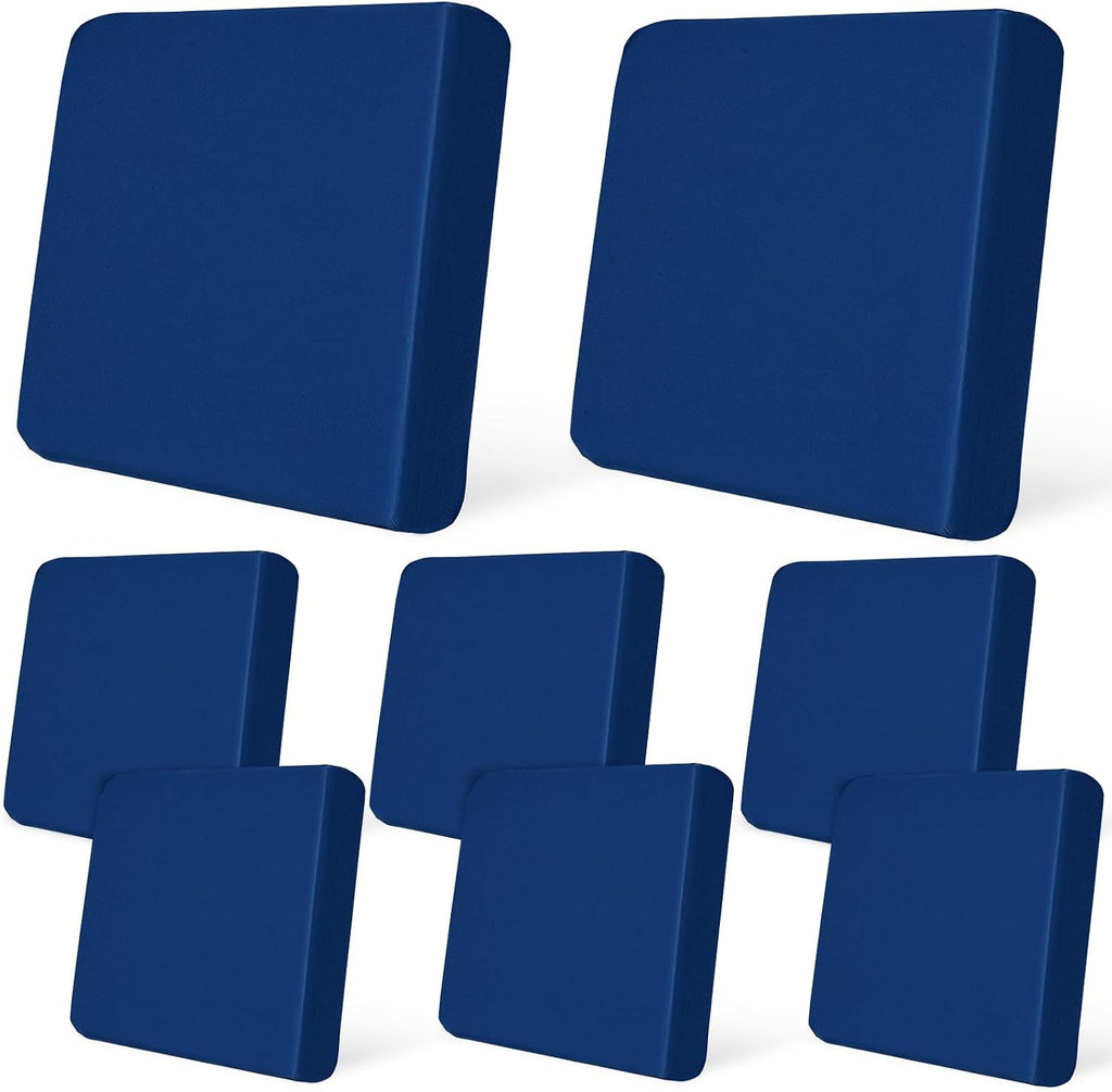 8Pcs Stretch Blue Patio Cushion Slipcovers
