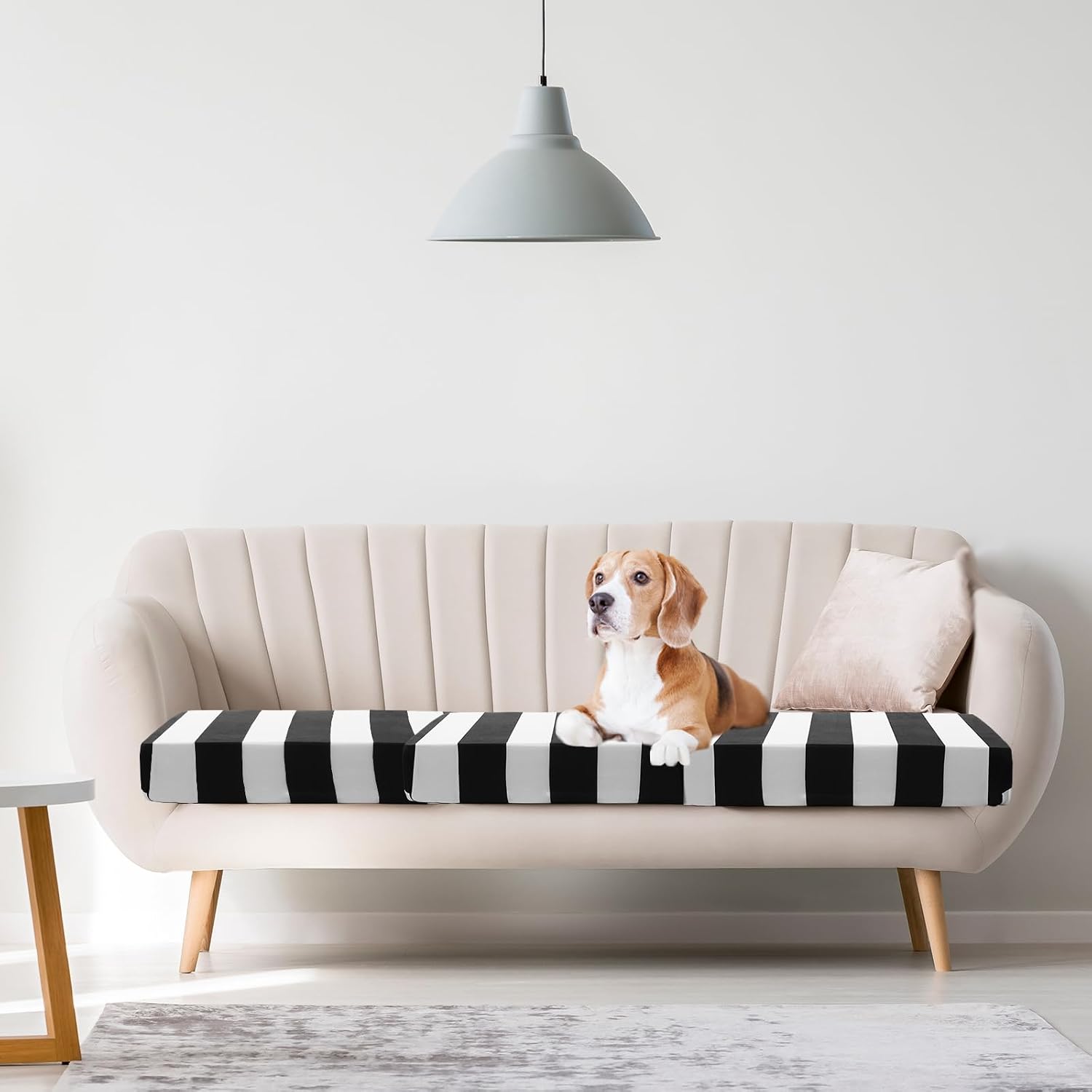 8Pcs Black White Striped Stretch Cushion Covers