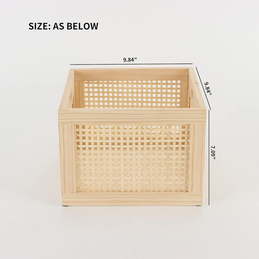 Bamboo Cube Wooden Storage Organizer Bins
