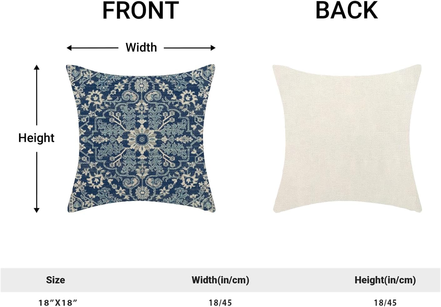 2 Pack Blue White Boho Pillow Covers