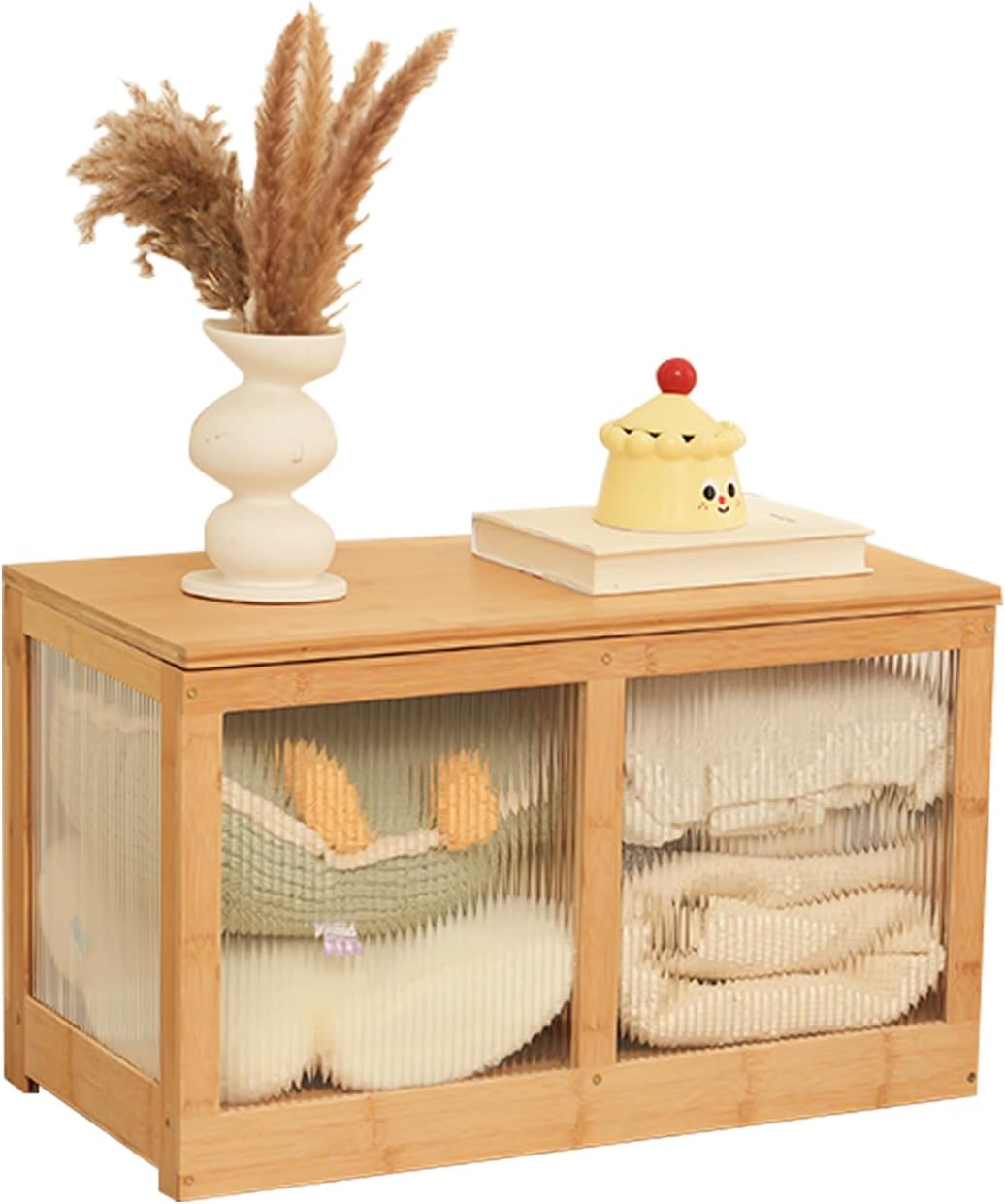 Bamboo Acrylic Panel Storage Bench Chest