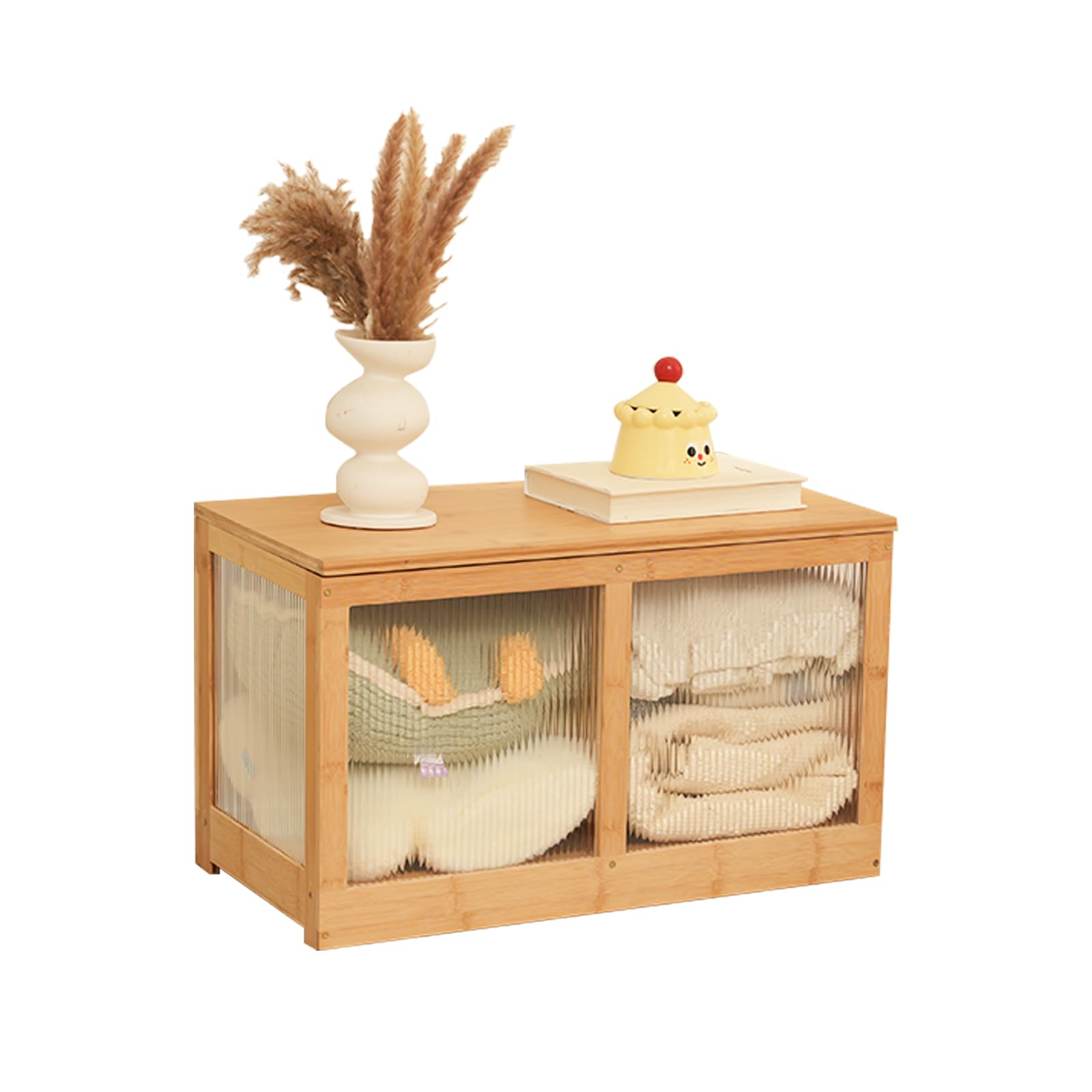 Bamboo Acrylic Panel Storage Bench Chest
