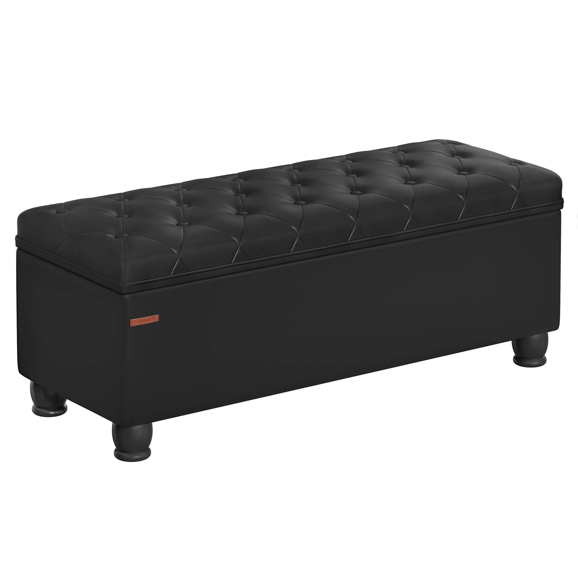 Slate Gray Linen Storage Ottoman Bench