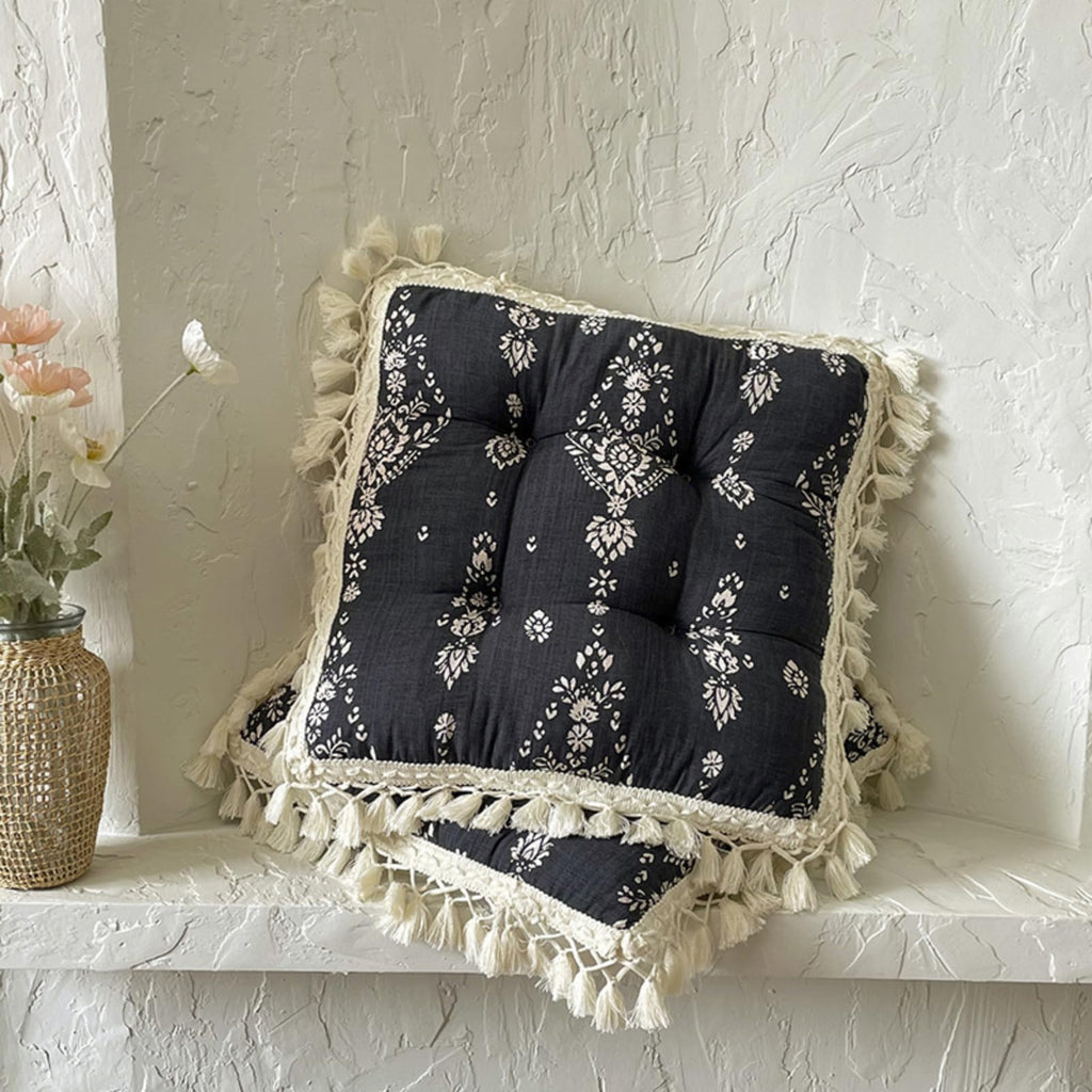 2 Pack Floral Tassel Chair Seat Cushions