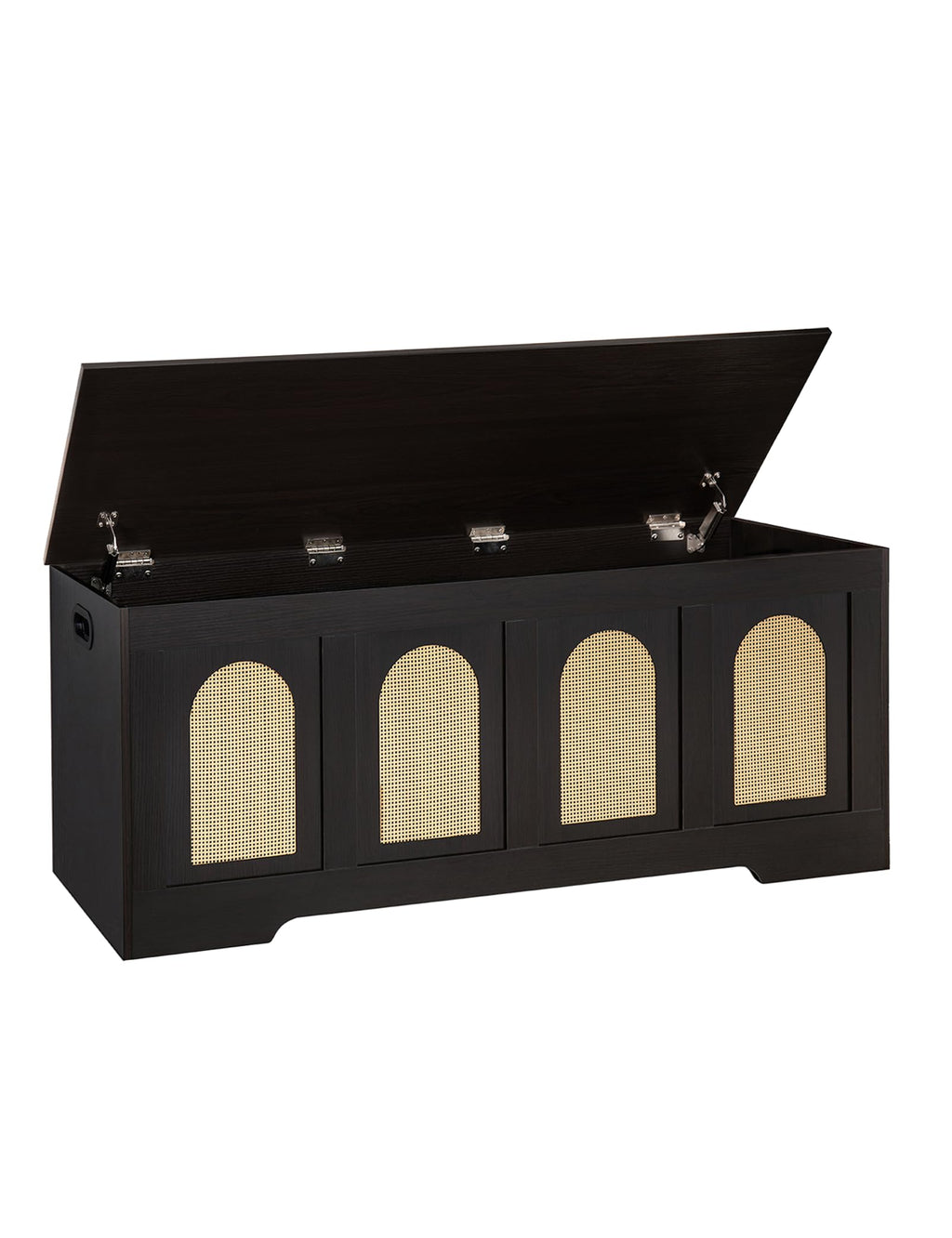 Gray Wash Rattan Flip Top Storage Bench
