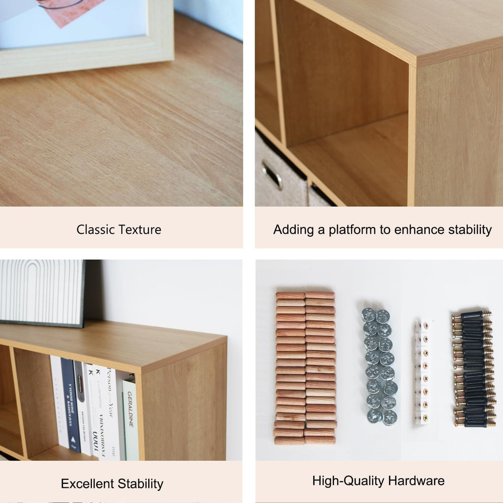 6 Cube Oak Wooden Cubby Storage Organizer