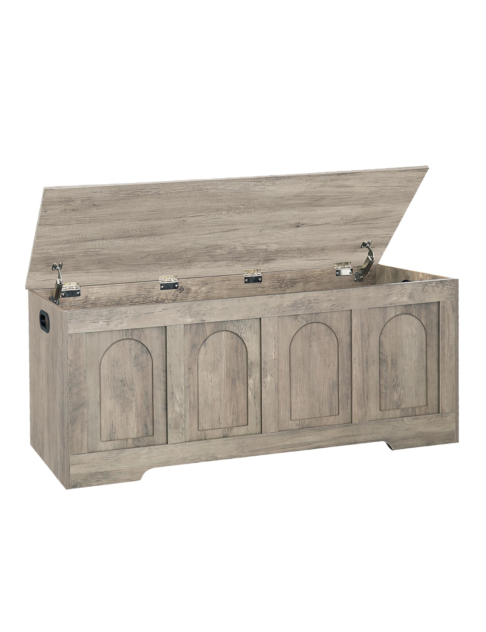 Gray Wash Rattan Flip Top Storage Bench