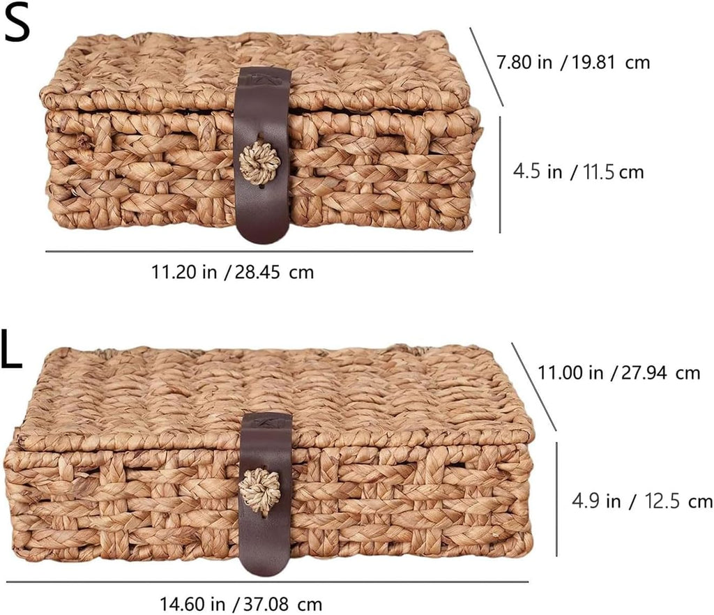 2 Pack Lidded Water Hyacinth Storage Baskets