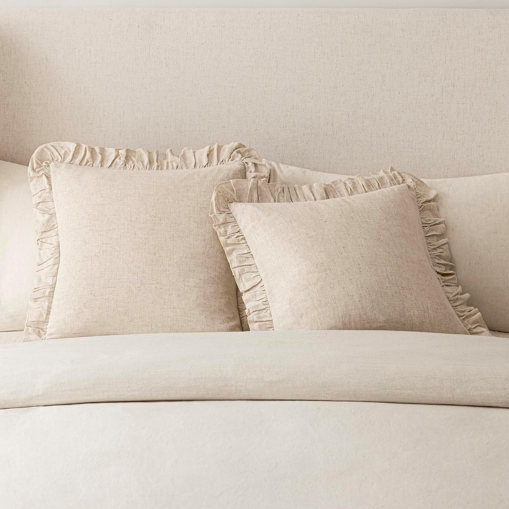 2 Pack Beige Ruffle Fringe Pillow Covers