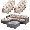 8Pcs Beige Stretch Waterproof Patio Cushion Covers