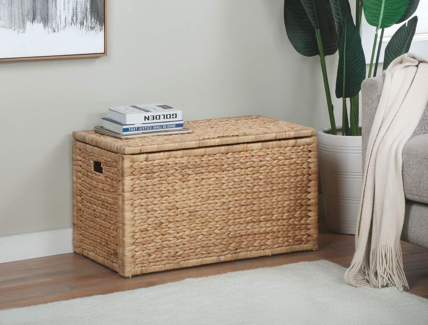 Water Hyacinth Wicker Storage Blanket Chest
