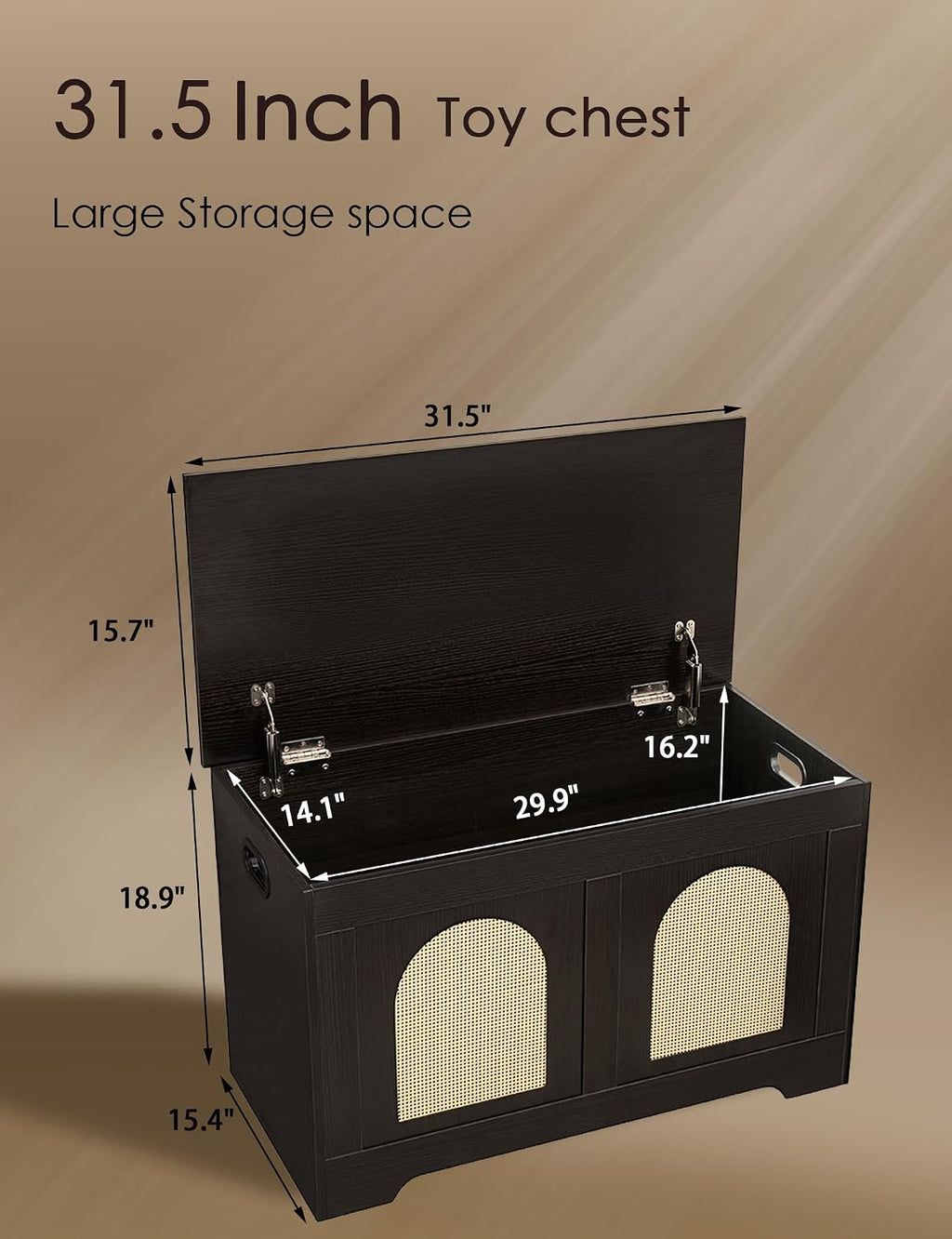 Espresso Rattan Flip Top Storage Bench Chest