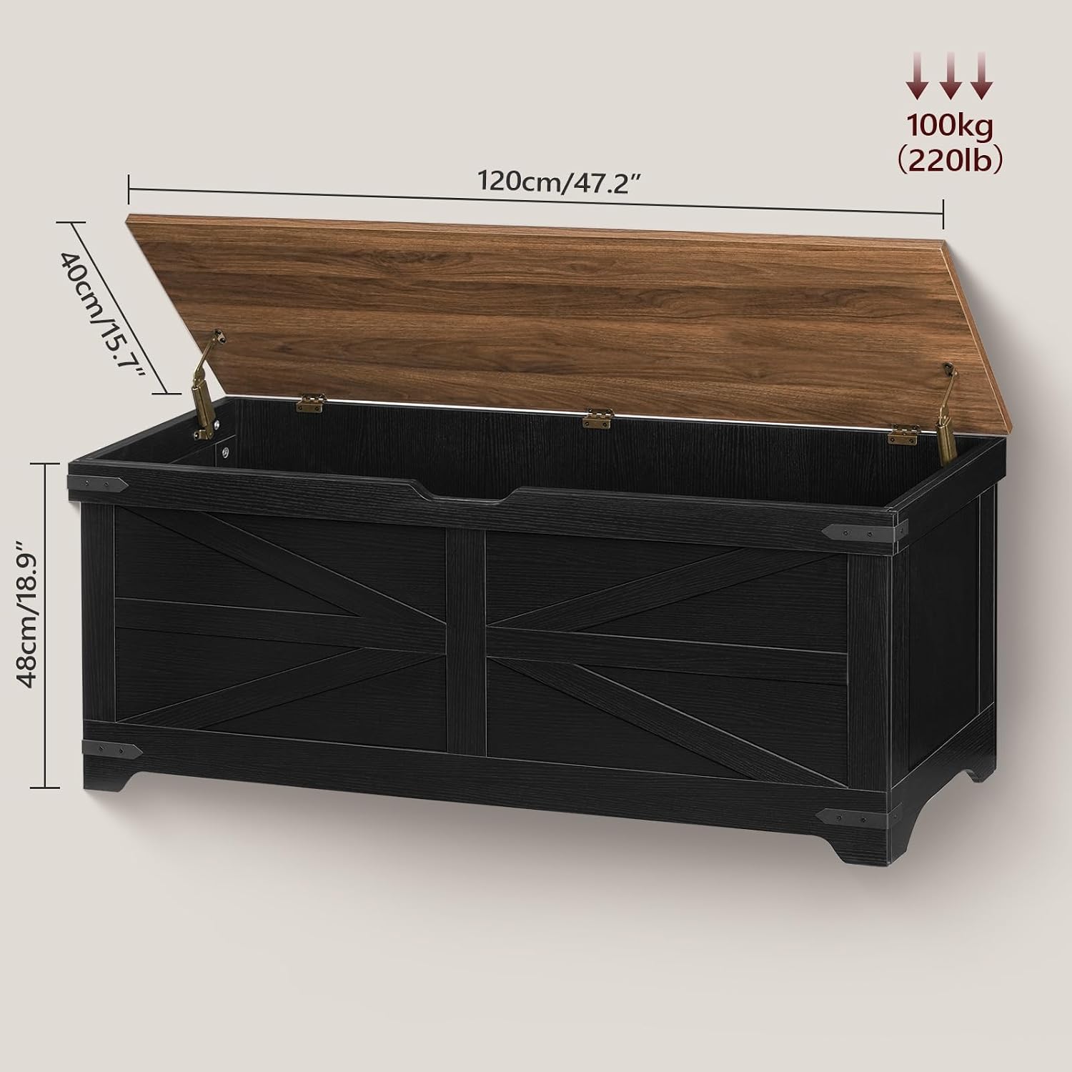 Black Walnut Farmhouse Toy Storage Bench