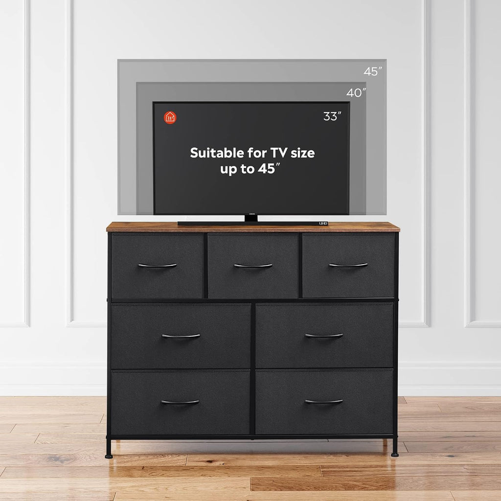 7 Drawers Rustic TV Stand Dresser Console