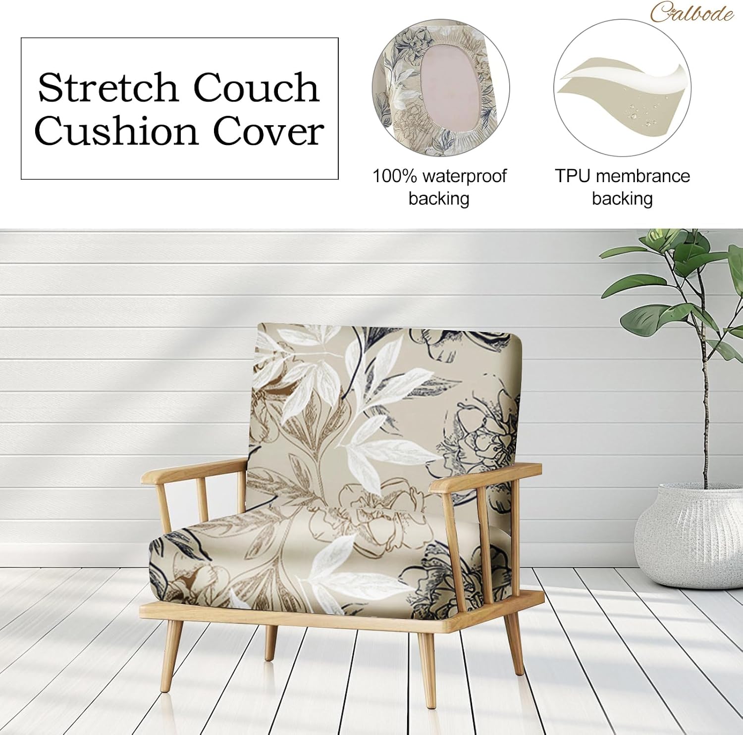 8Pcs Beige Stretch Waterproof Patio Cushion Covers