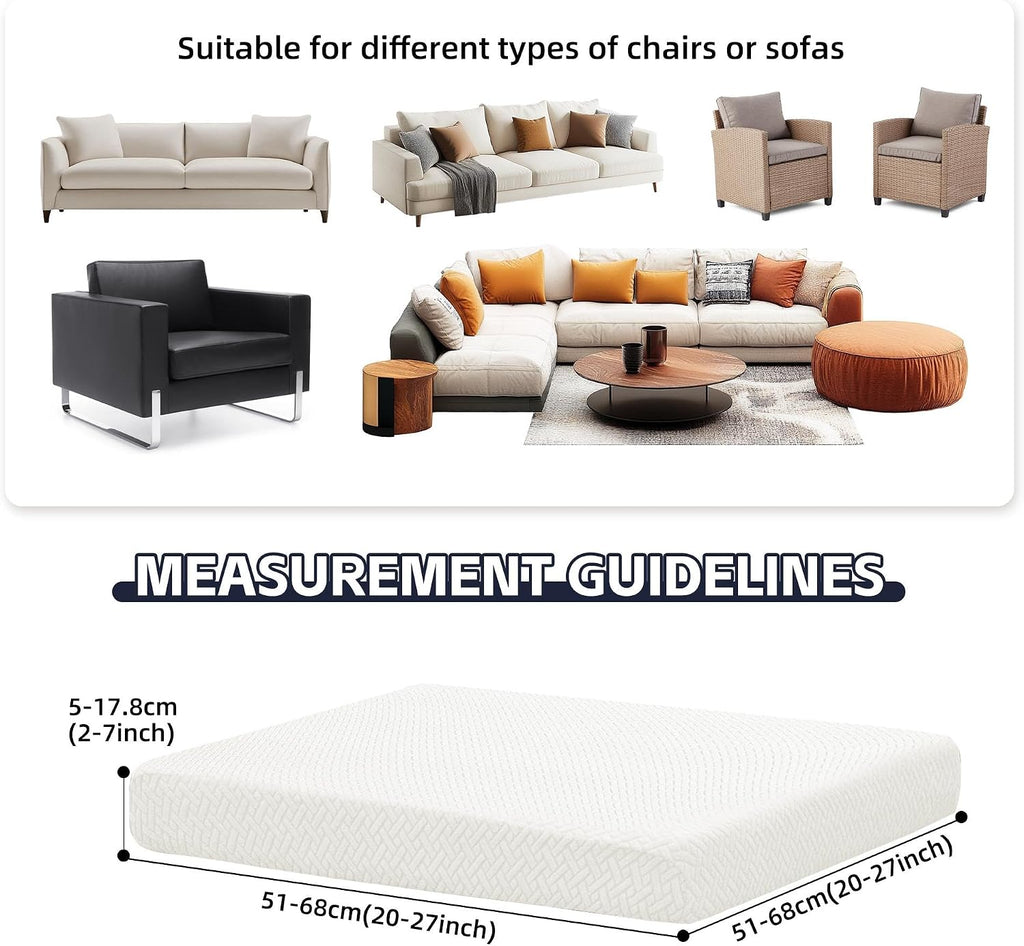 8Pcs White Stretch Washable Patio Cushion Covers