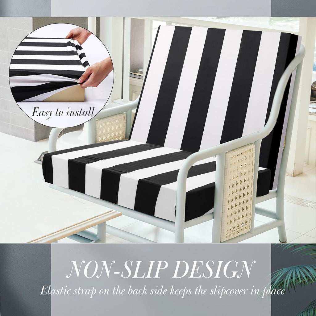 8Pcs Black White Striped Stretch Cushion Covers