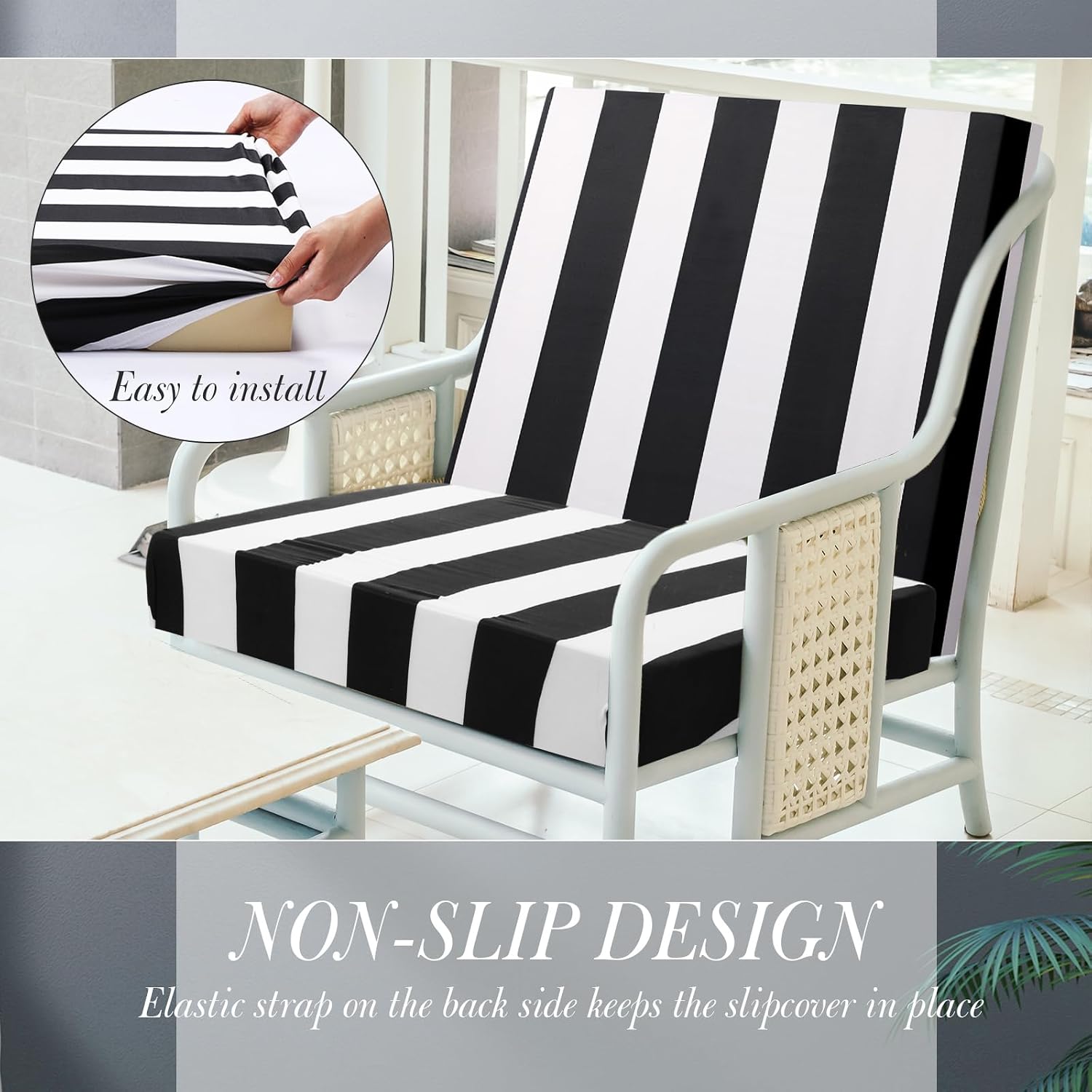 8Pcs Black White Striped Stretch Cushion Covers