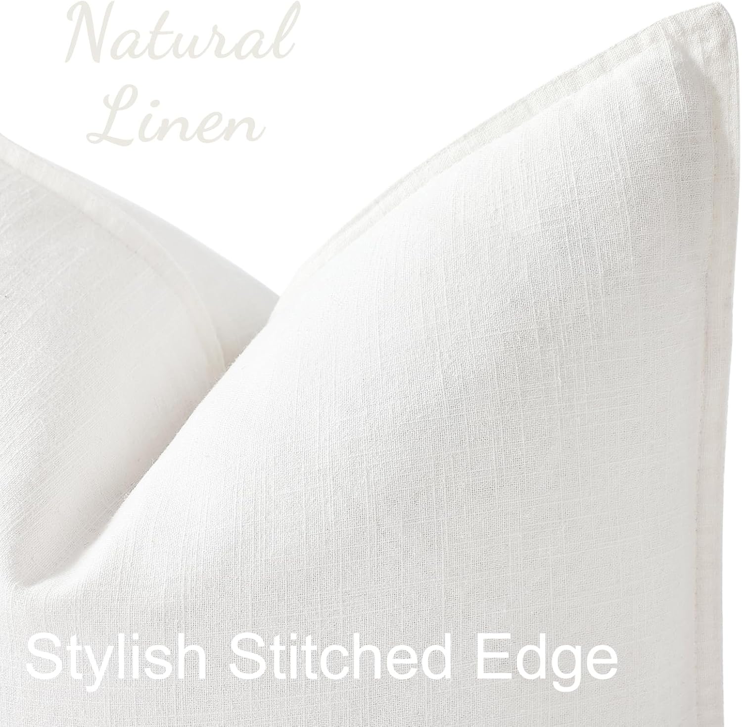 2 Pack Cream Flange Linen Pillow Covers