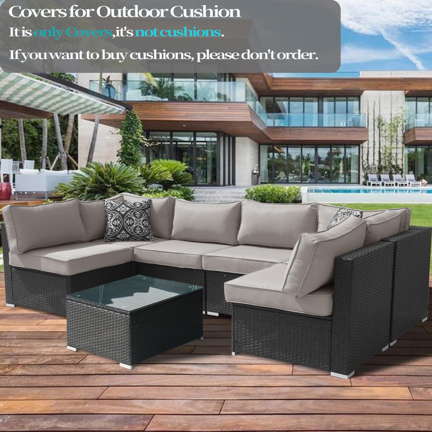 14Pcs Zipper Washable Patio Sofa Cushion Covers