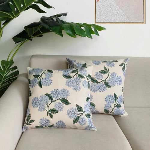 2 Pack Blue Hydrangea Floral Pillow Covers
