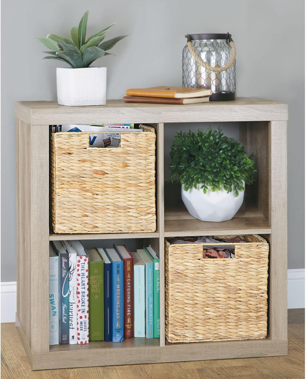 6 Pack Woven Hyacinth Cube Storage Baskets