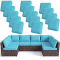 8Pcs Stretch Blue Patio Cushion Slipcovers