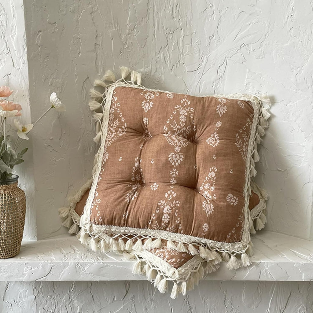 2 Pack Floral Tassel Chair Seat Cushions