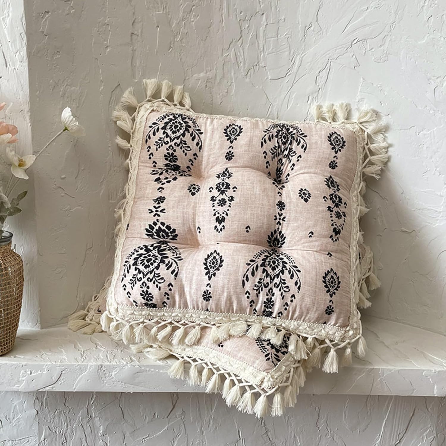 2 Pack Floral Tassel Chair Seat Cushions