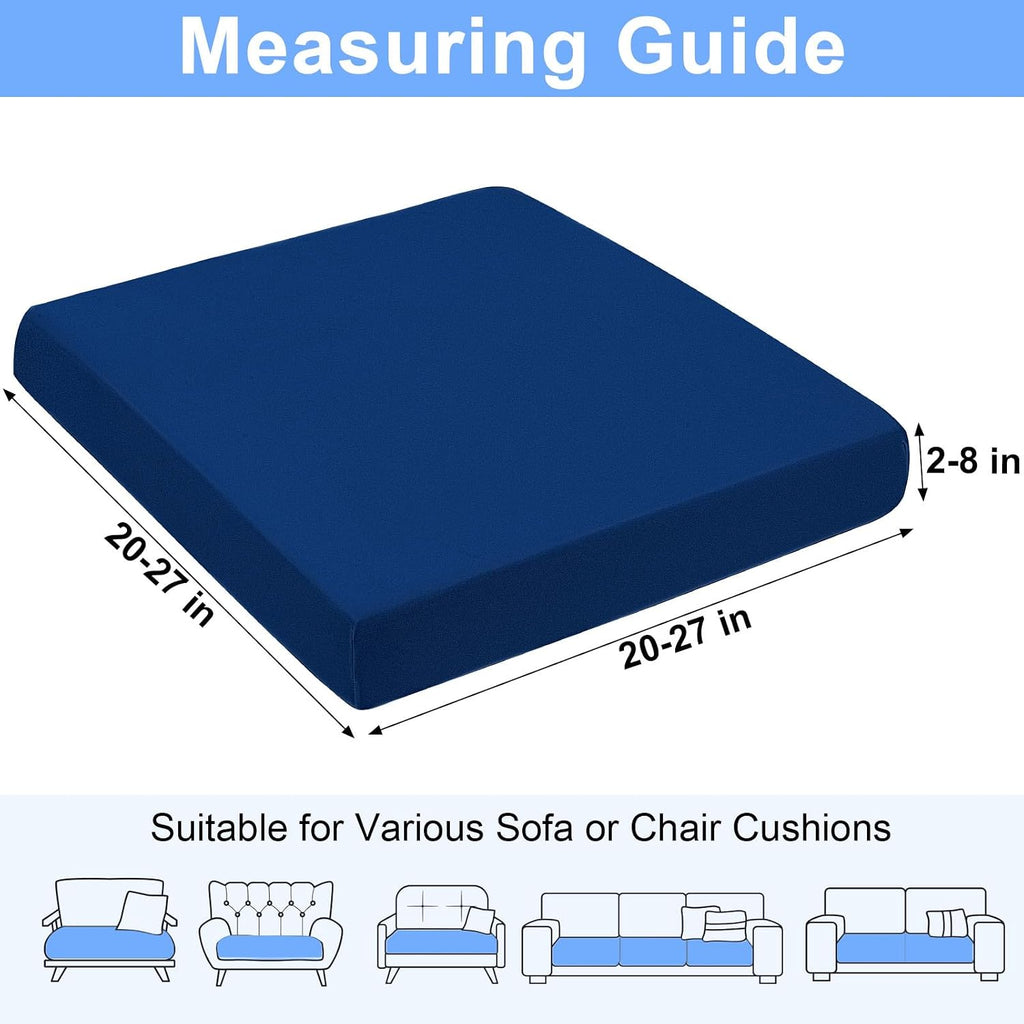 8Pcs Stretch Blue Patio Cushion Slipcovers