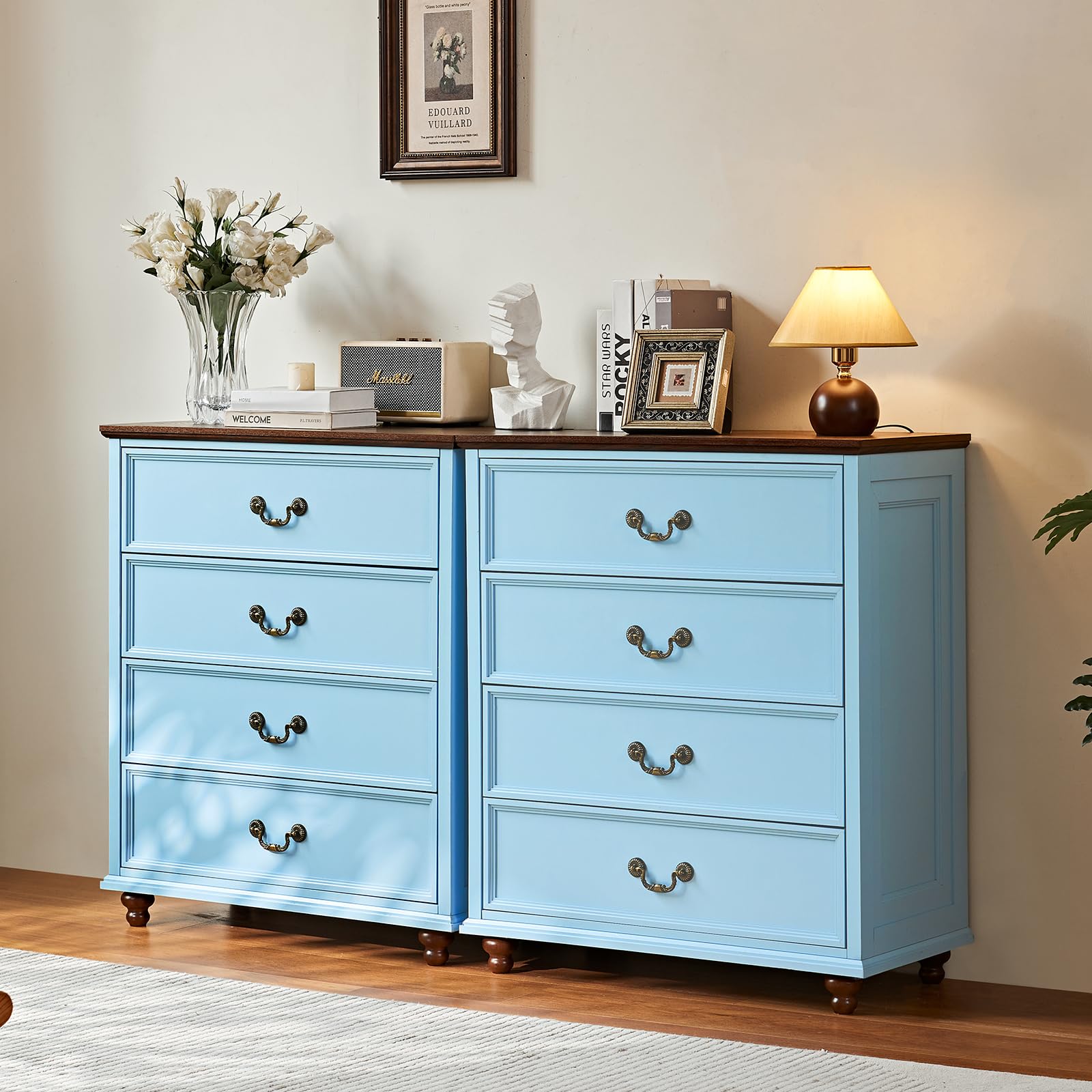 Navy Blue Farmhouse 5 Drawer Dresser
