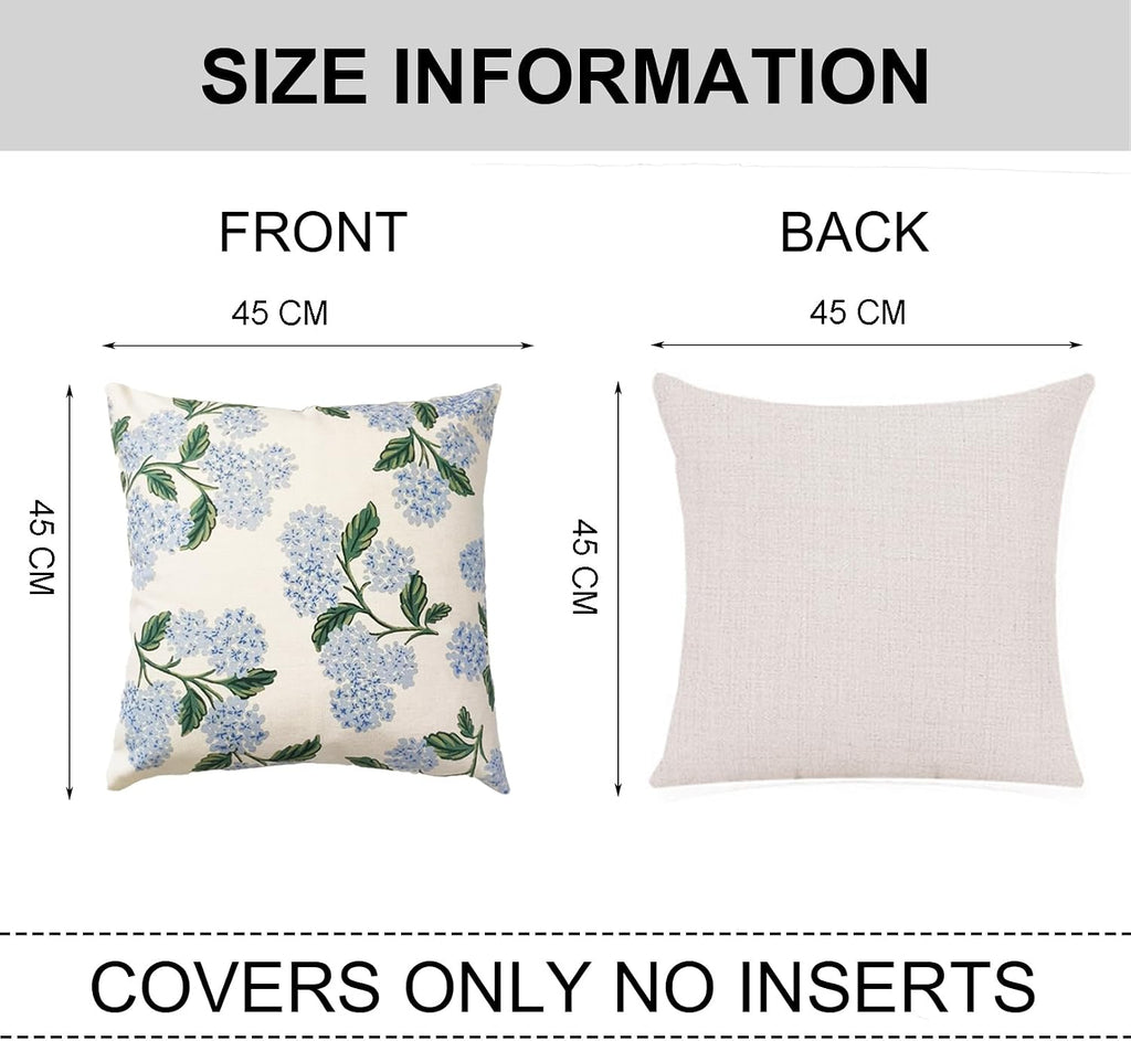 2 Pack Blue Hydrangea Floral Pillow Covers