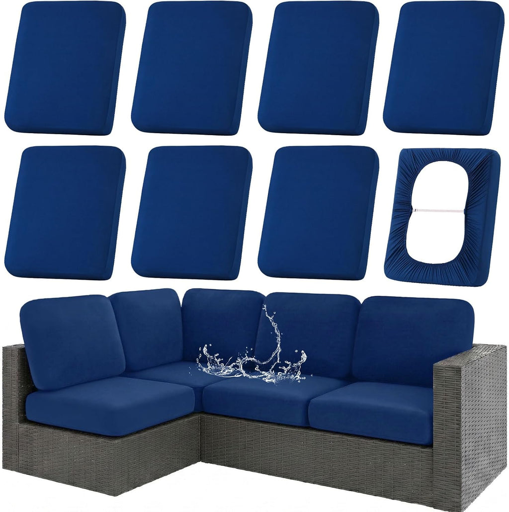 8Pcs Navy UV Waterproof Cushion Slipcovers