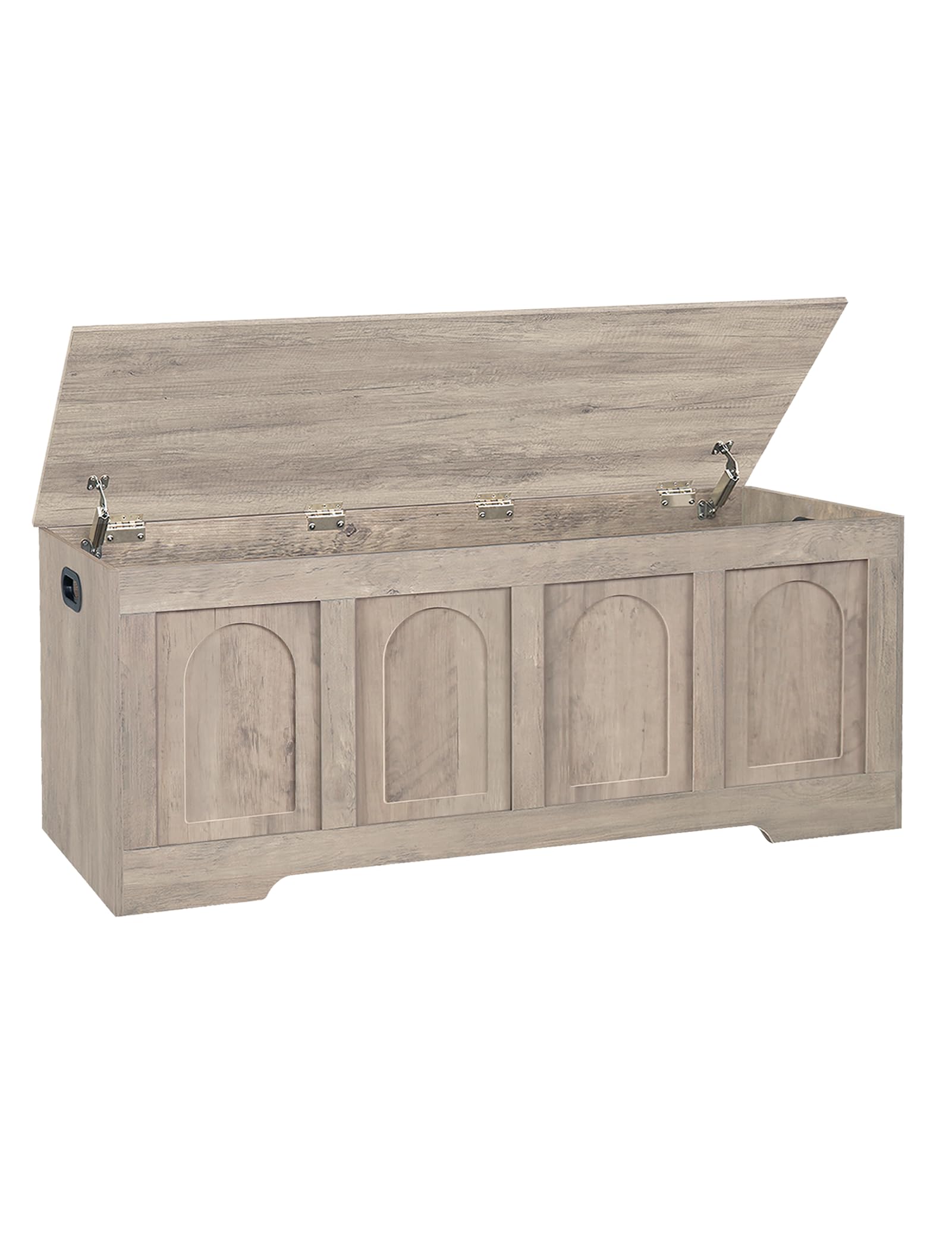 Gray Wash Rattan Flip Top Storage Bench