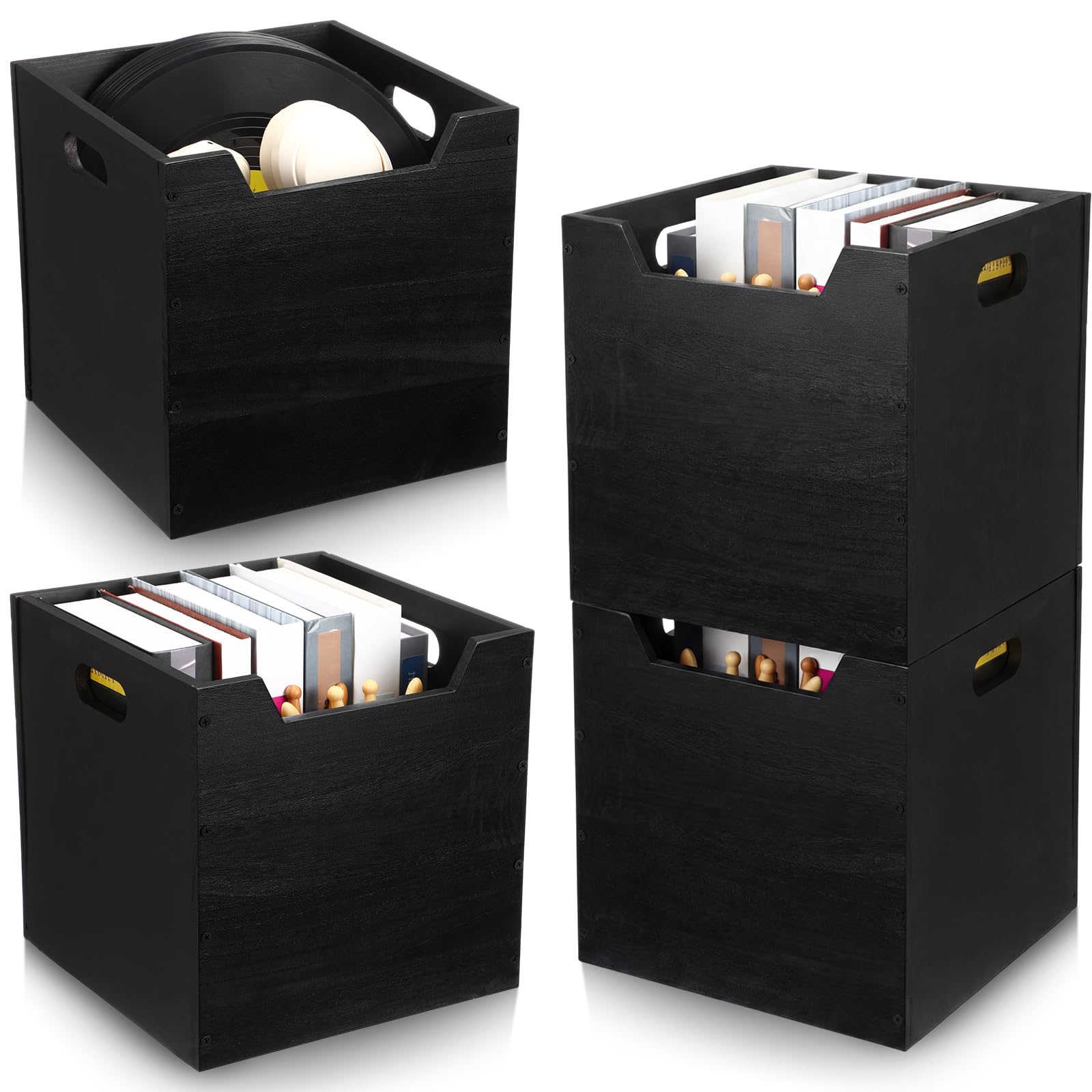 2 Pack Stackable Wooden Cube Storage Bins