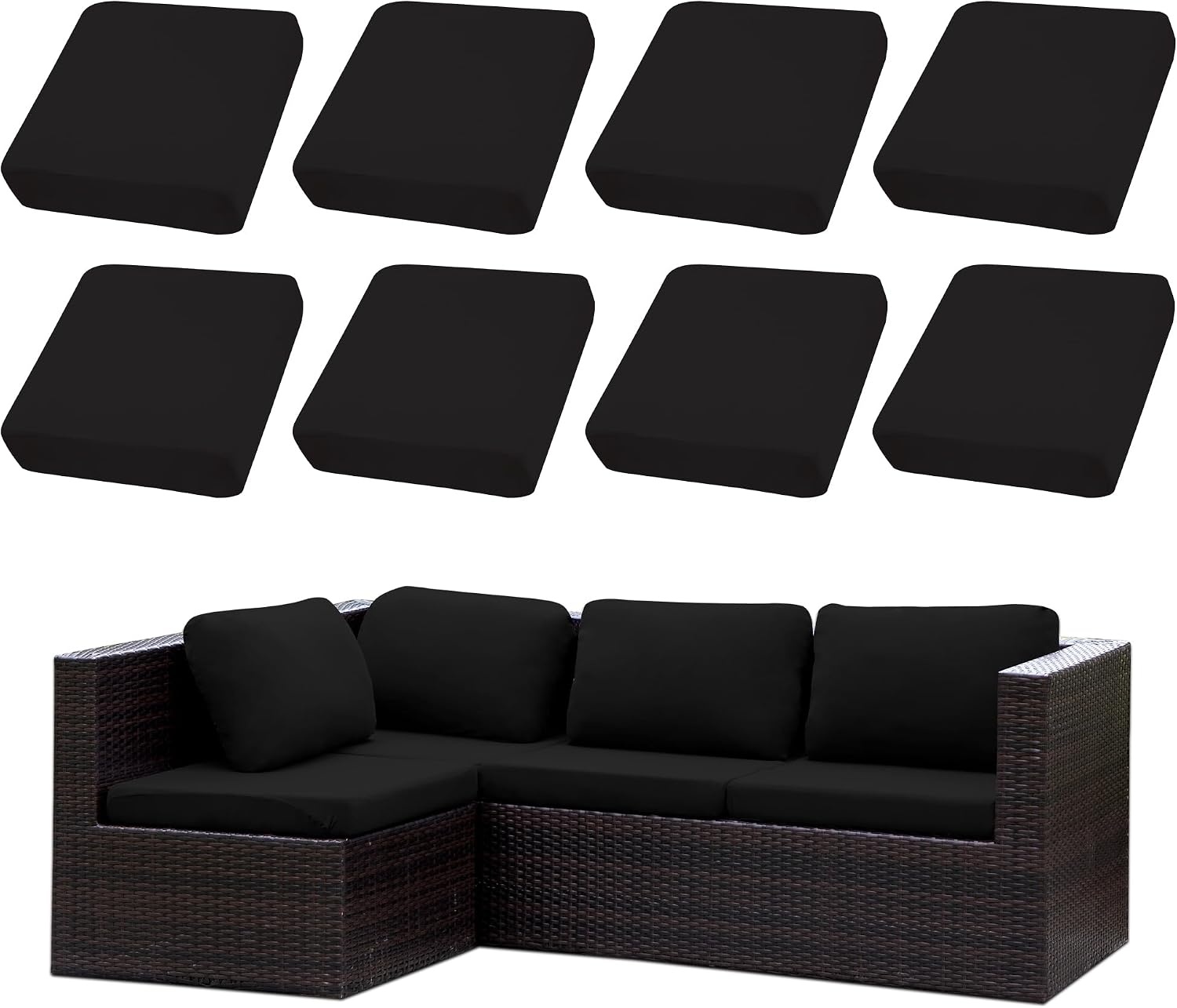 8PCS Patio Sofa Sectional Cushion Covers