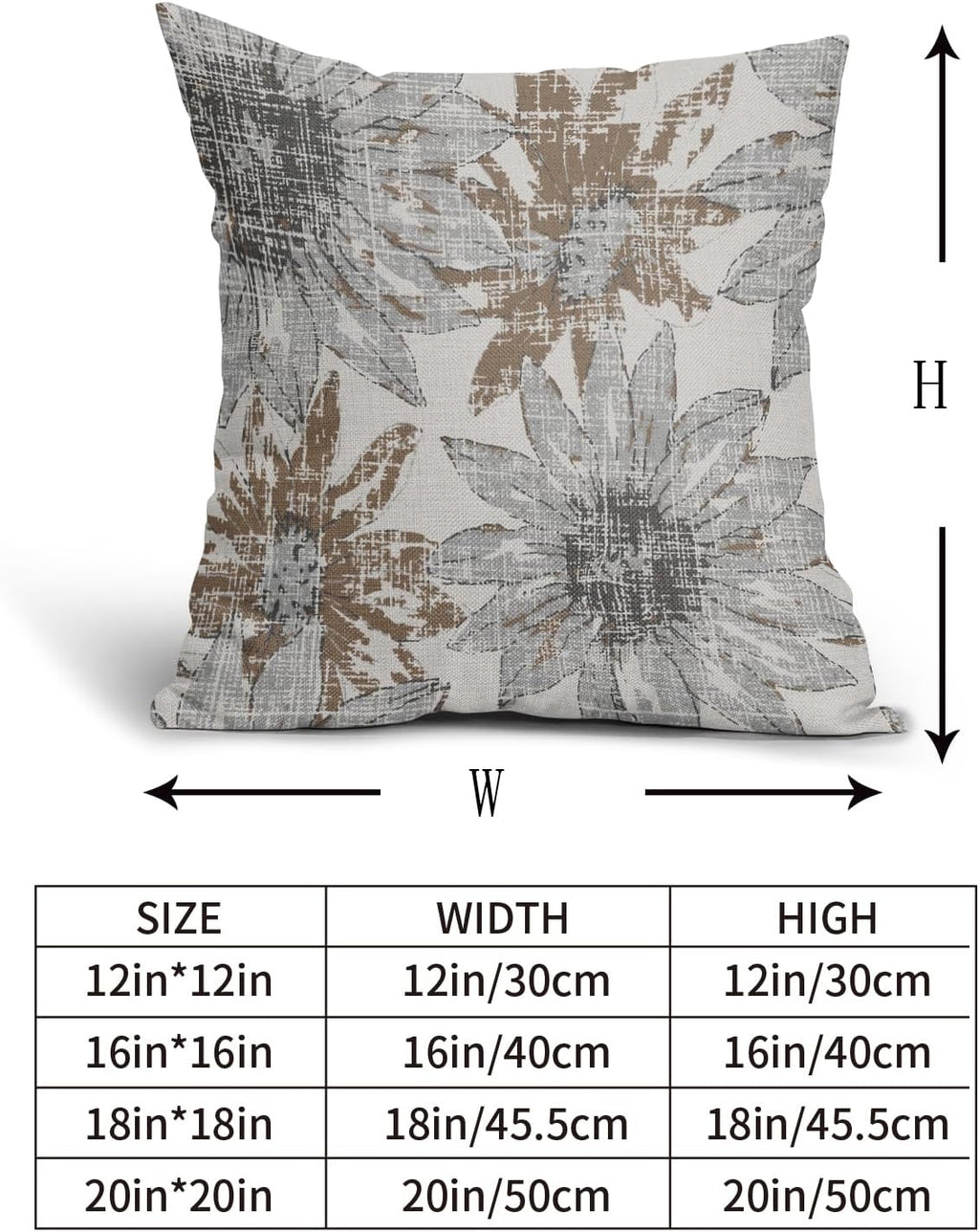 2 Pack Sunflower Floral Linen Pillow Covers