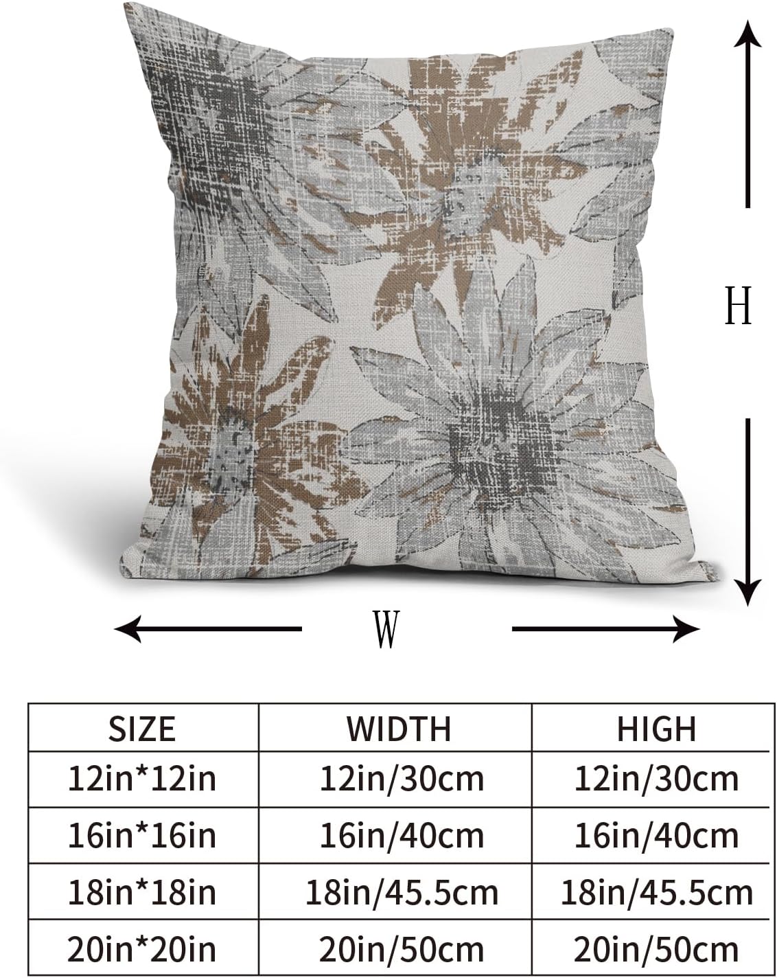 2 Pack Sunflower Floral Linen Pillow Covers