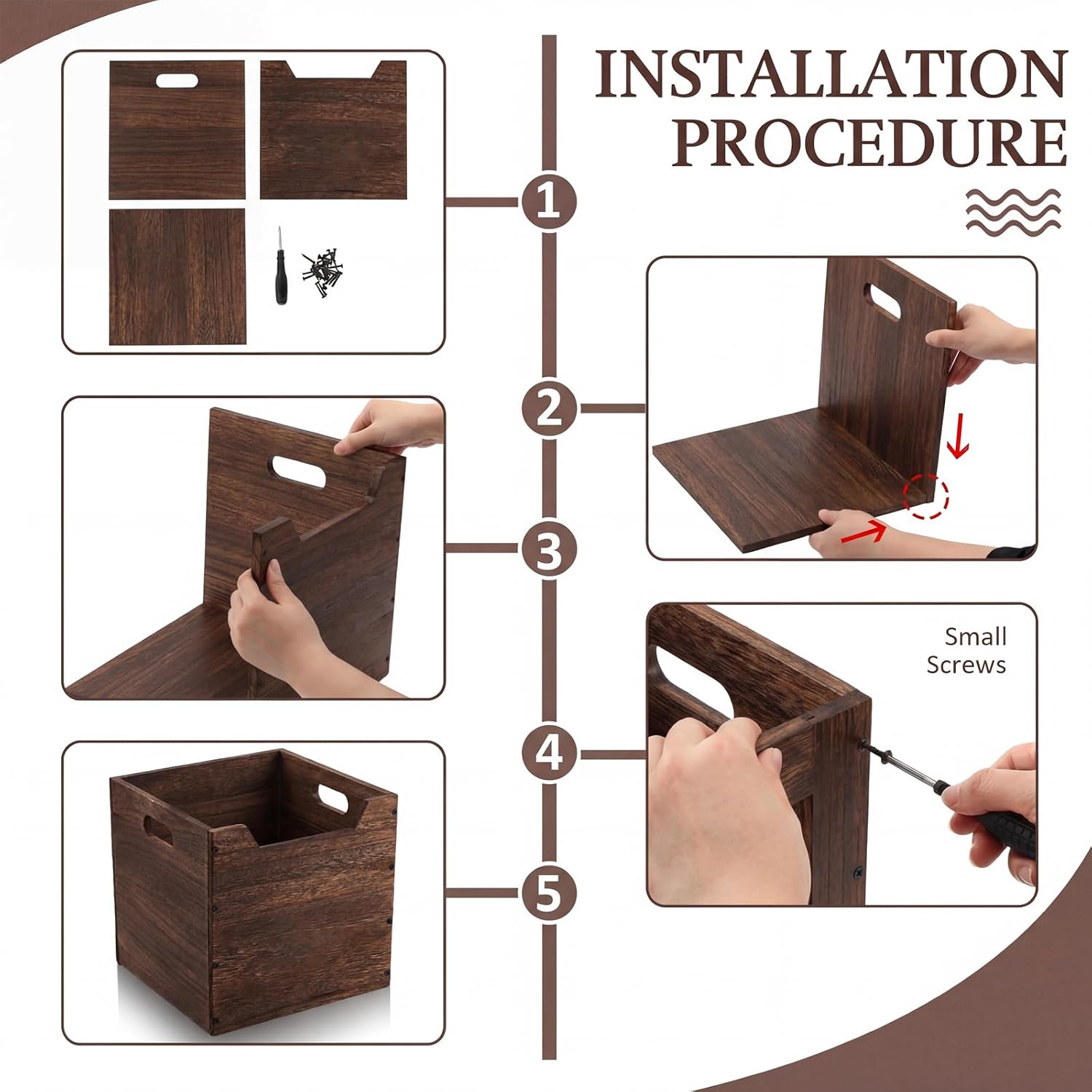 2 Pack Stackable Wooden Cube Storage Bins
