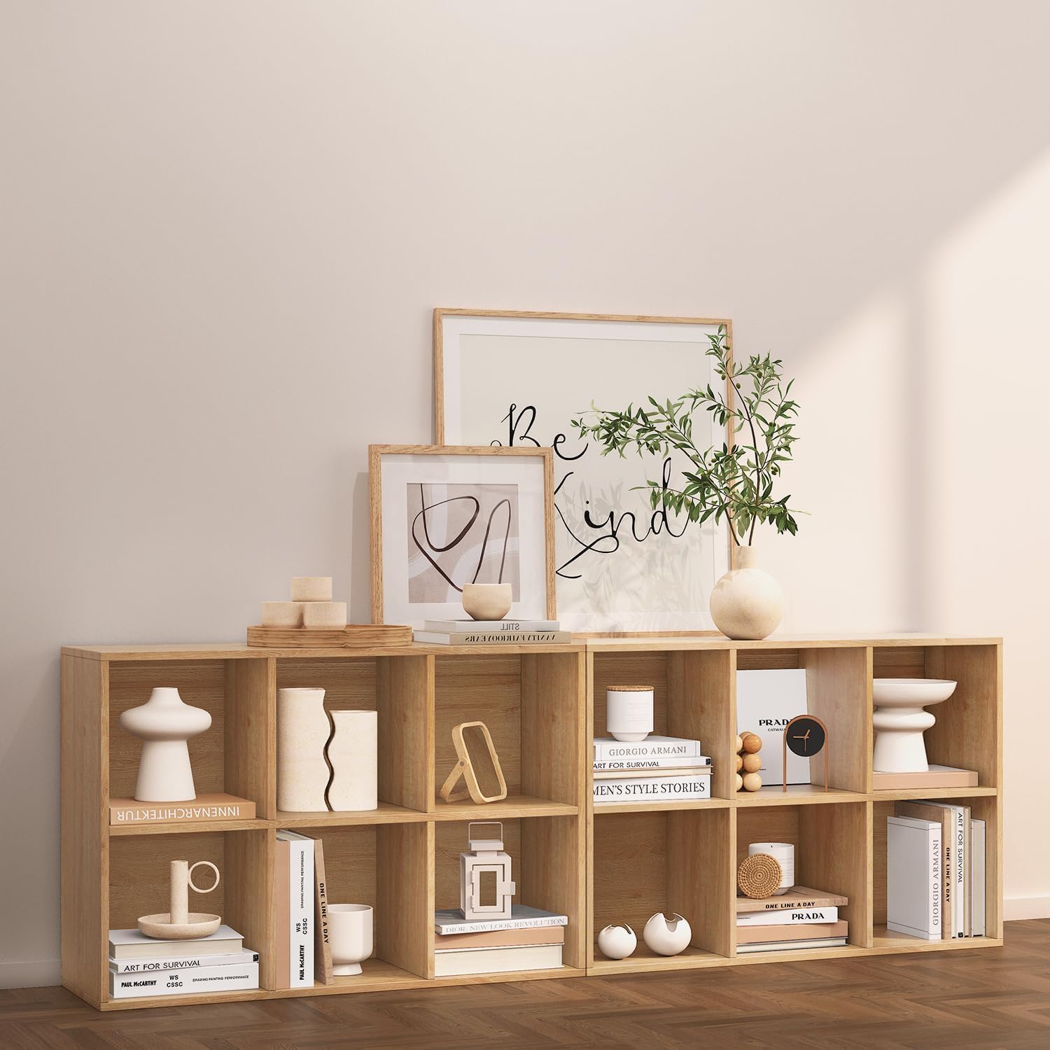 6 Cube Oak Wooden Cubby Storage Organizer