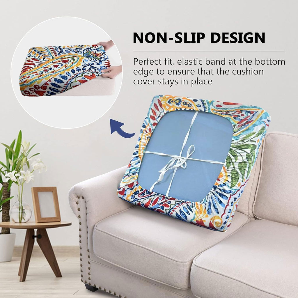 8Pcs Paisley Stretch Patio Cushion Slipcovers