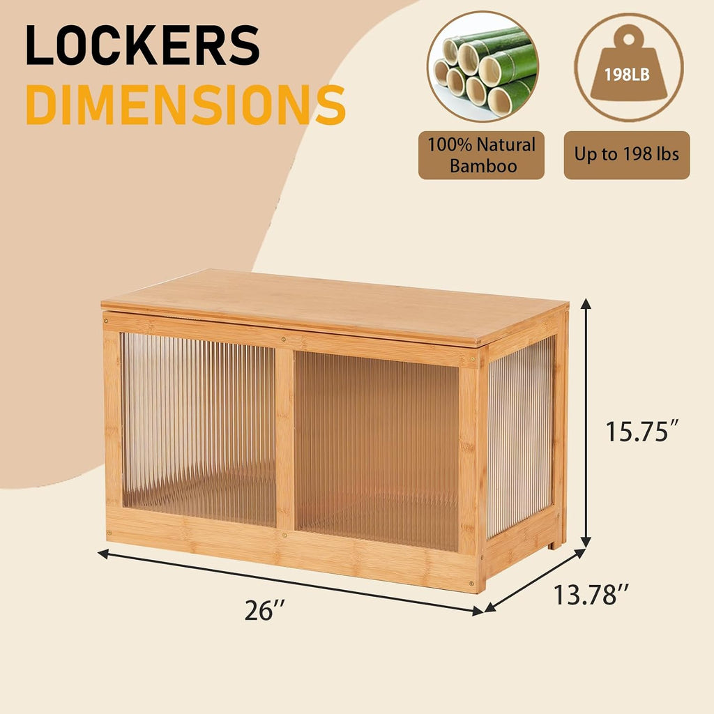 Bamboo Acrylic Panel Storage Bench Chest